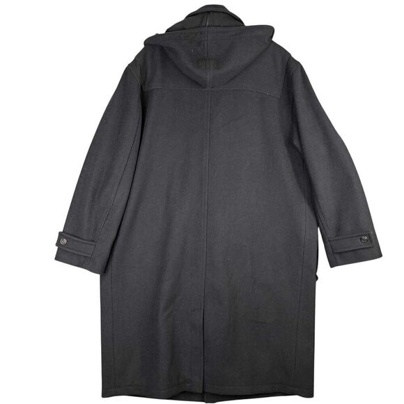 LL Bean Duffle Coat Mens L Large Navy Blue Wool Toggle Jacket Hood Vintage - Picture 3 of 10